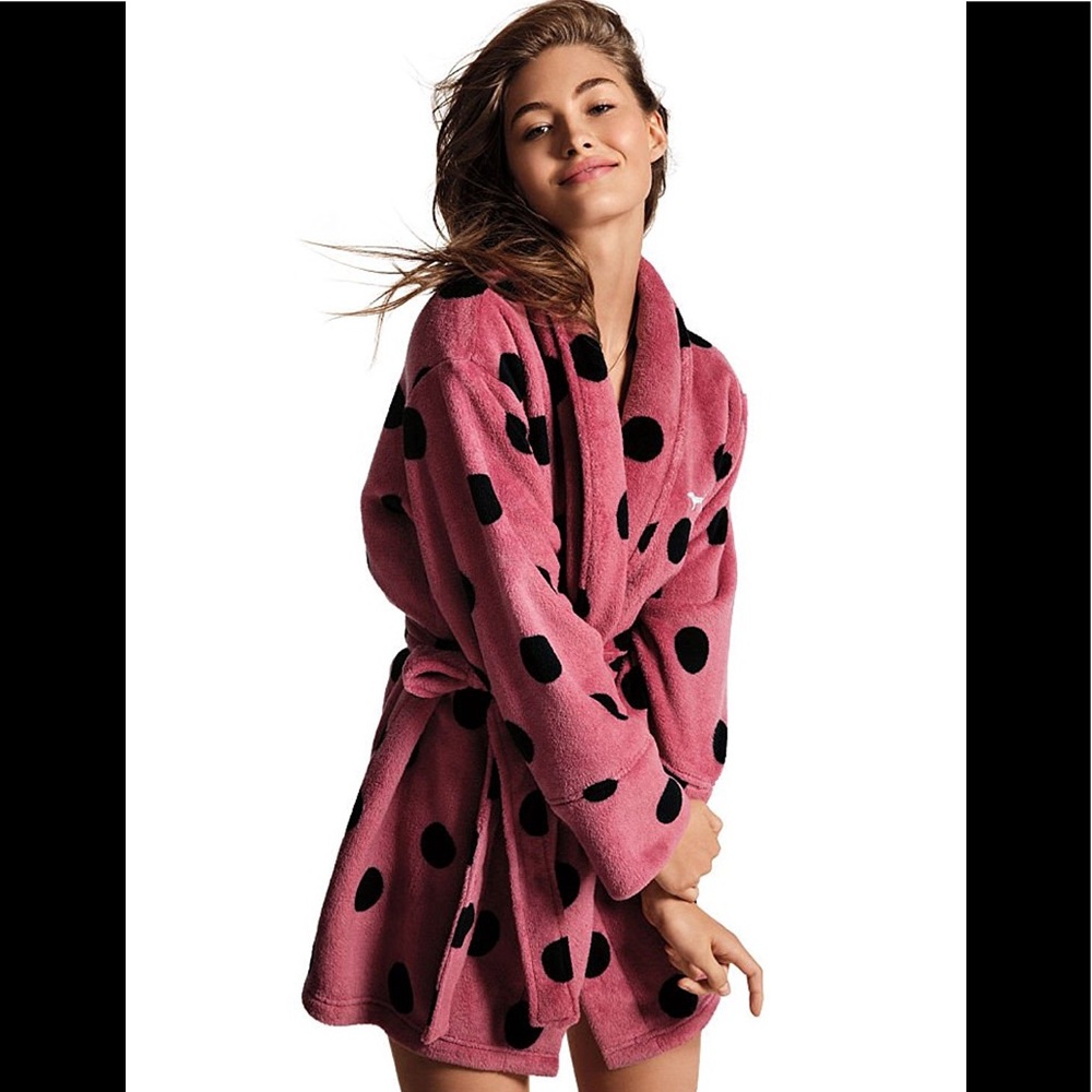 Victoria’s secret cozy pink polka dot robe